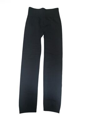Maze Collection Black Wide-Leg Knit Leggings Fleece Lined - Size L/XL
